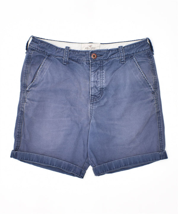 HOLLISTER Mens Chino Shorts W32 Algodão Azul Médio