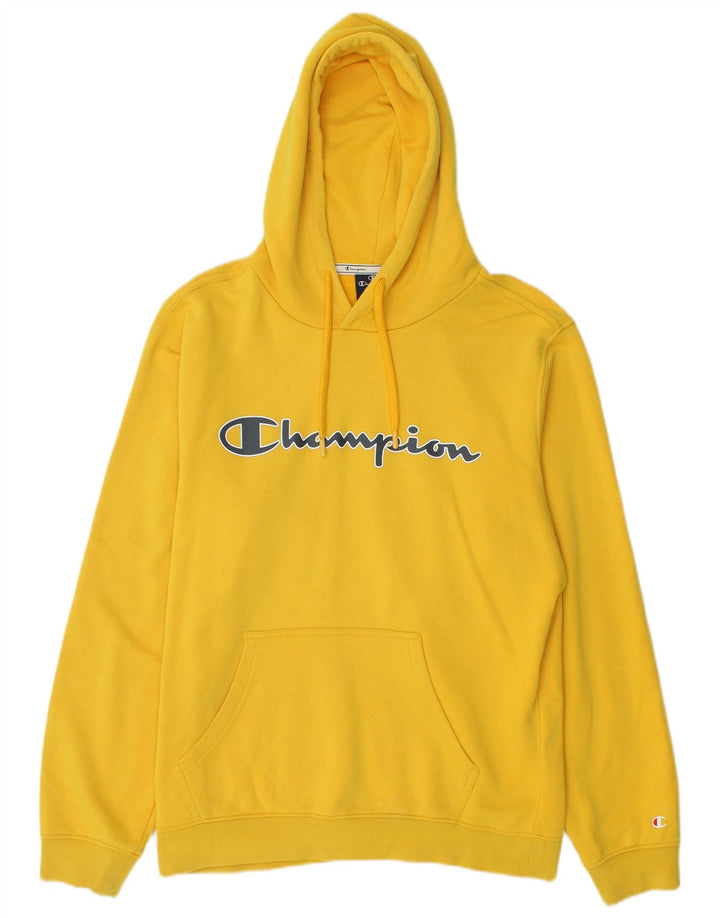 Jumper com capuz gráfico masculino Champion médio algodão amarelo