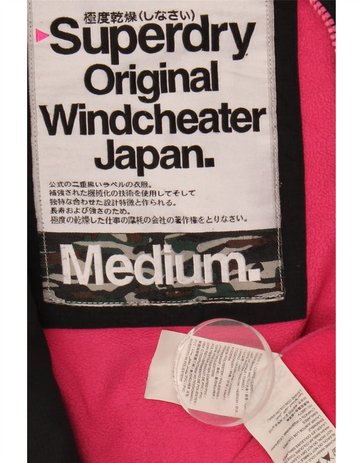 Jaqueta corta-vento feminina Superdry Windcheater Graphic UK 14 médio preto