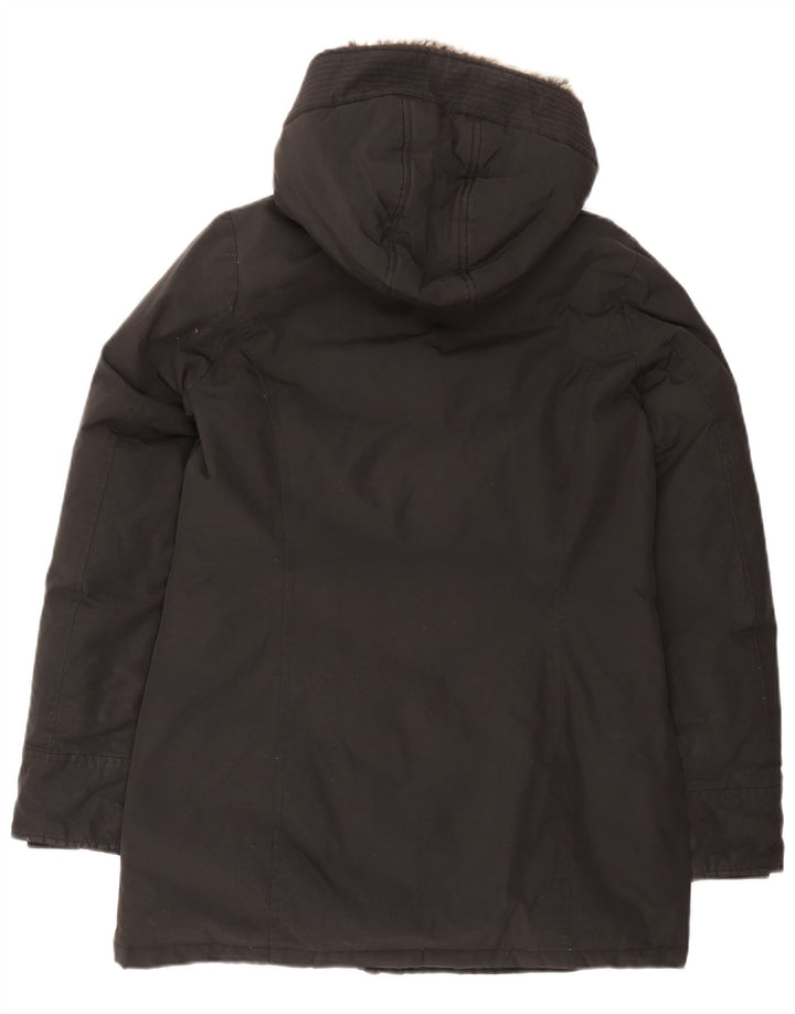 Jaqueta feminina acolchoada com capuz Woolrich Reino Unido 14 algodão preto médio
