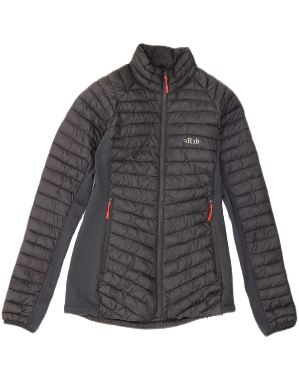 Jaqueta acolchoada grande feminina Rab UK 10 pequena poliamida cinza