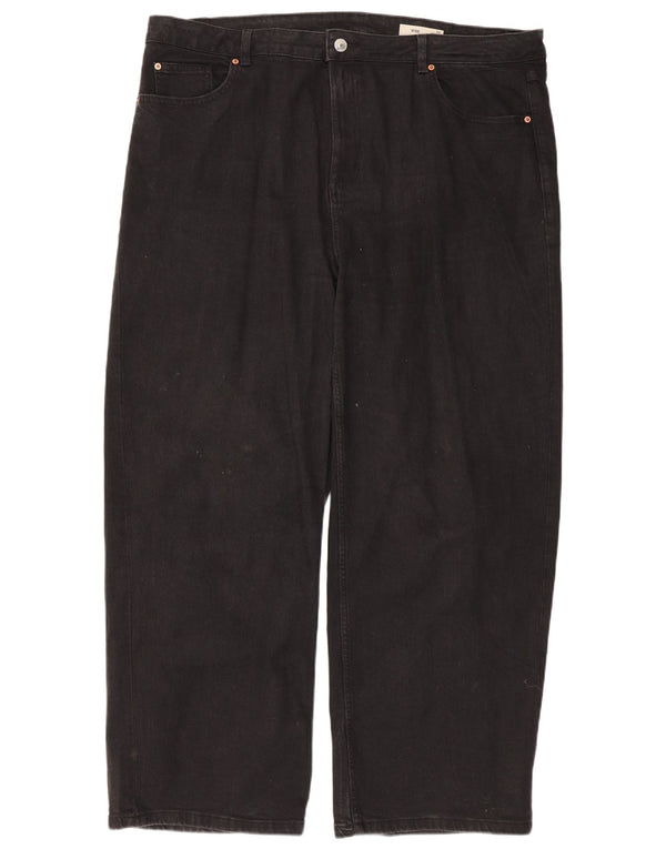 Calça jeans feminina Marks & Spencer com perna larga UK 22 3XL W42 L29 algodão preto