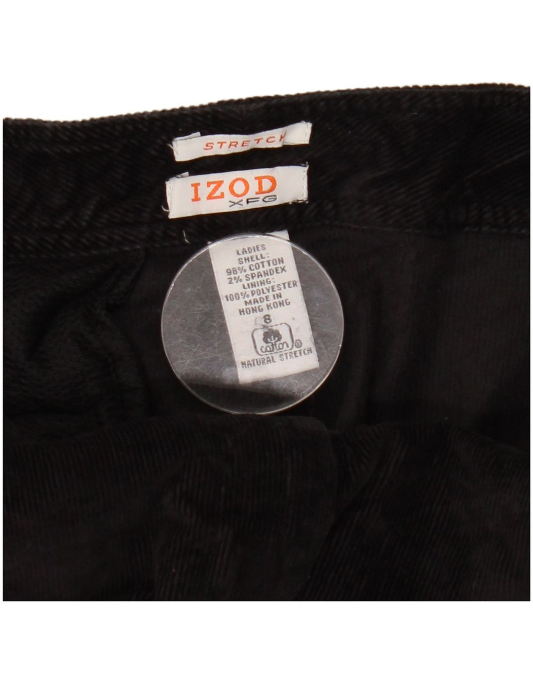 Calça feminina capri cargo de veludo Izod EUA 8 médio W30 L22 algodão preto