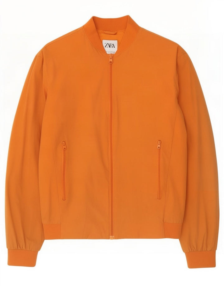 Jaqueta bomber masculina Zara UK 38 nylon laranja médio