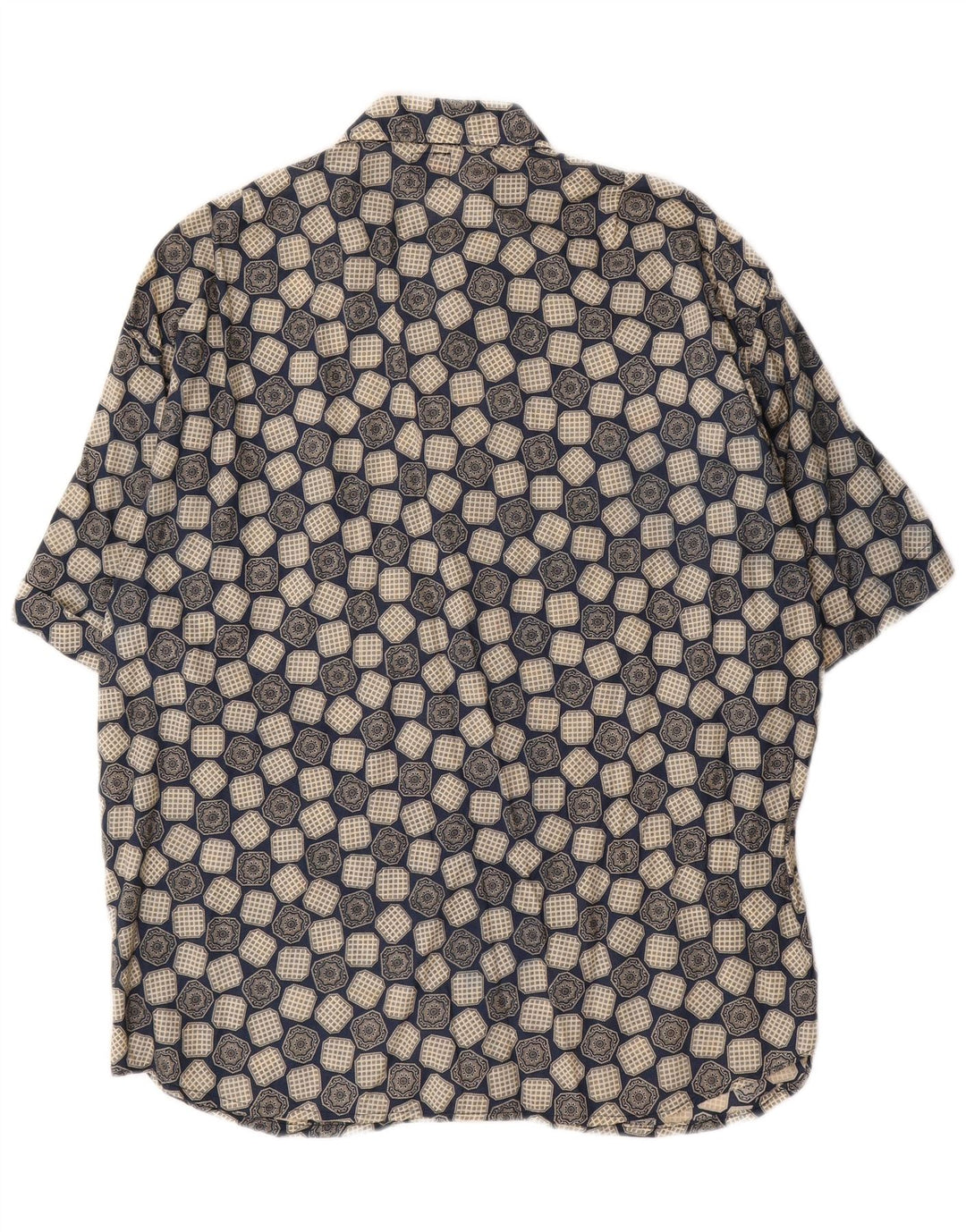 Camisa masculina de manga curta Boneville grande azul geométrica