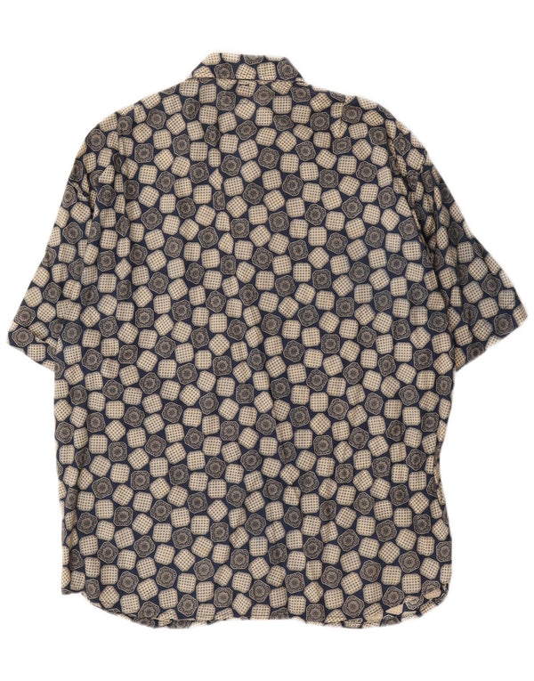 Boneville Mens Short Sleeve Shirt Large Blue Geometric
