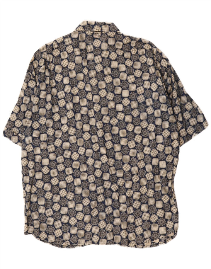 Camisa masculina de manga curta Boneville grande azul geométrica