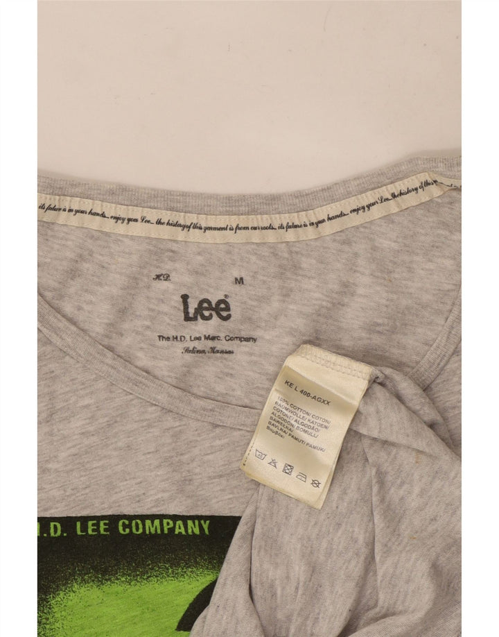 Camiseta feminina Lee com estampa gráfica UK 12 algodão cinza médio