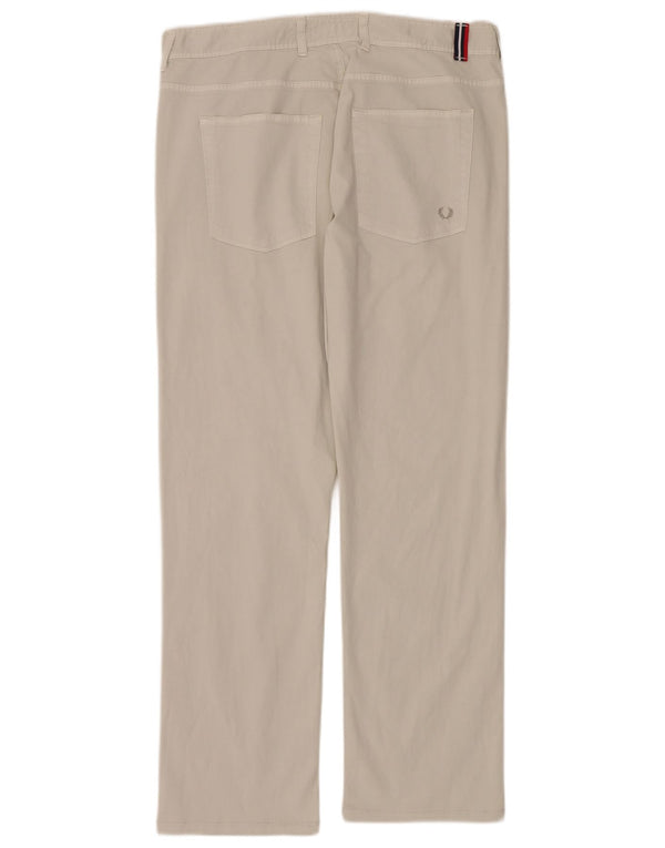 Calça casual reta masculina Fred Perry IT 52 XL W34 L30 algodão cinza