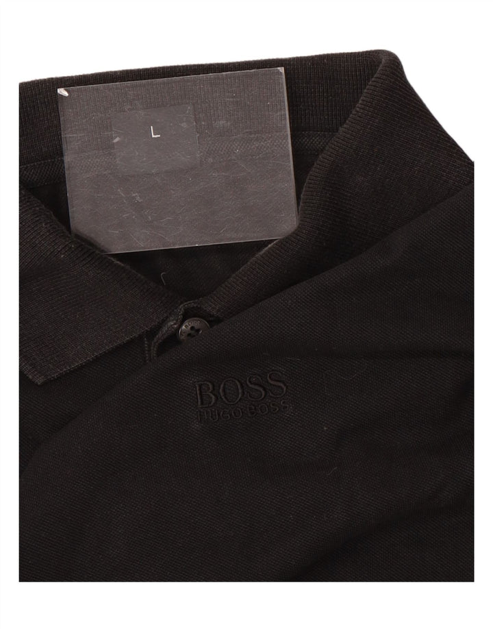 Camisa polo masculina Hugo Boss grande algodão preto