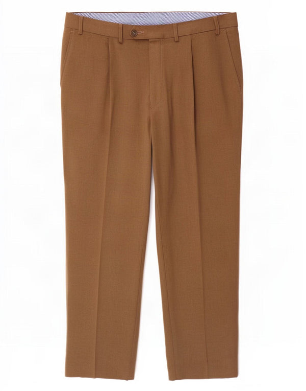 Calça masculina de terno reto Marks & Spencer W40 L29 poliéster bege
