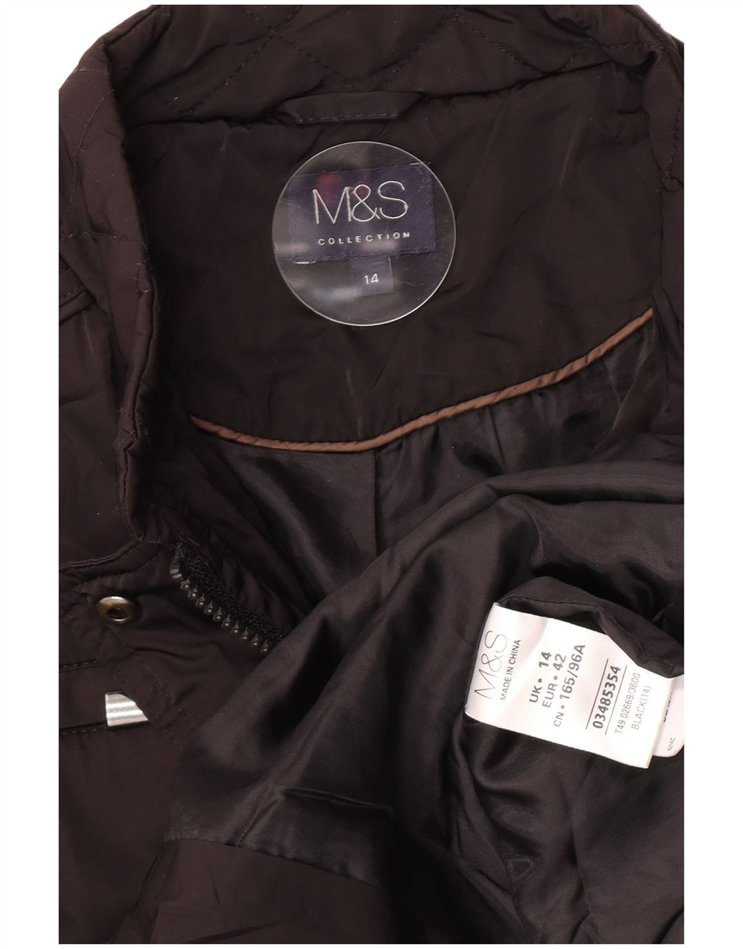 Jaqueta acolchoada feminina Marks & Spencer Reino Unido 14 grande poliéster preto