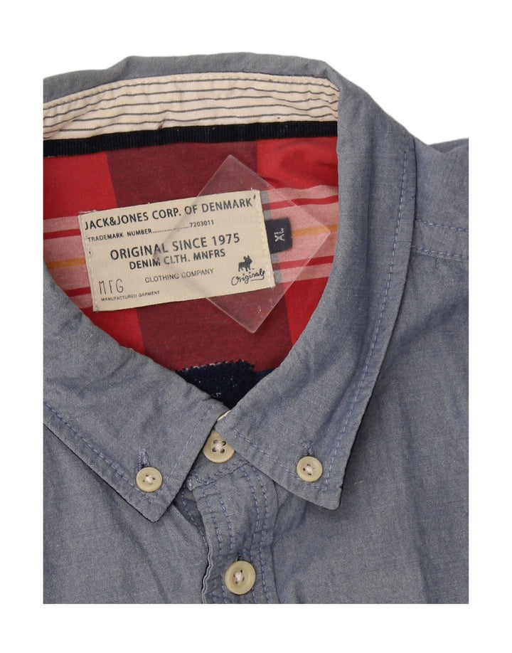 Camisa gráfica masculina JACK & JONES XL algodão azul