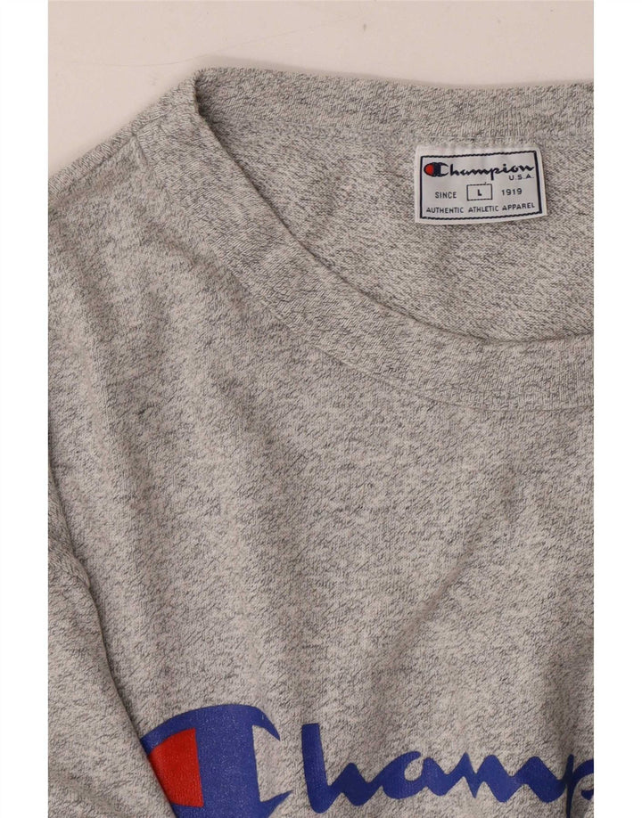 Camiseta masculina estampada Champion grande cinza manchado