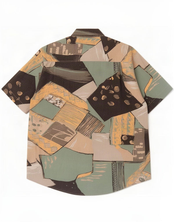 Camisa masculina de manga curta Melville Tamanho 43/44 XL Patchwork multicolorido