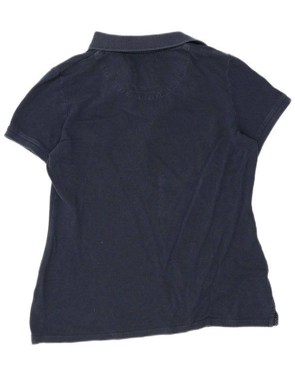 Camisa polo feminina Crew Clothing UK 12 algodão azul marinho médio