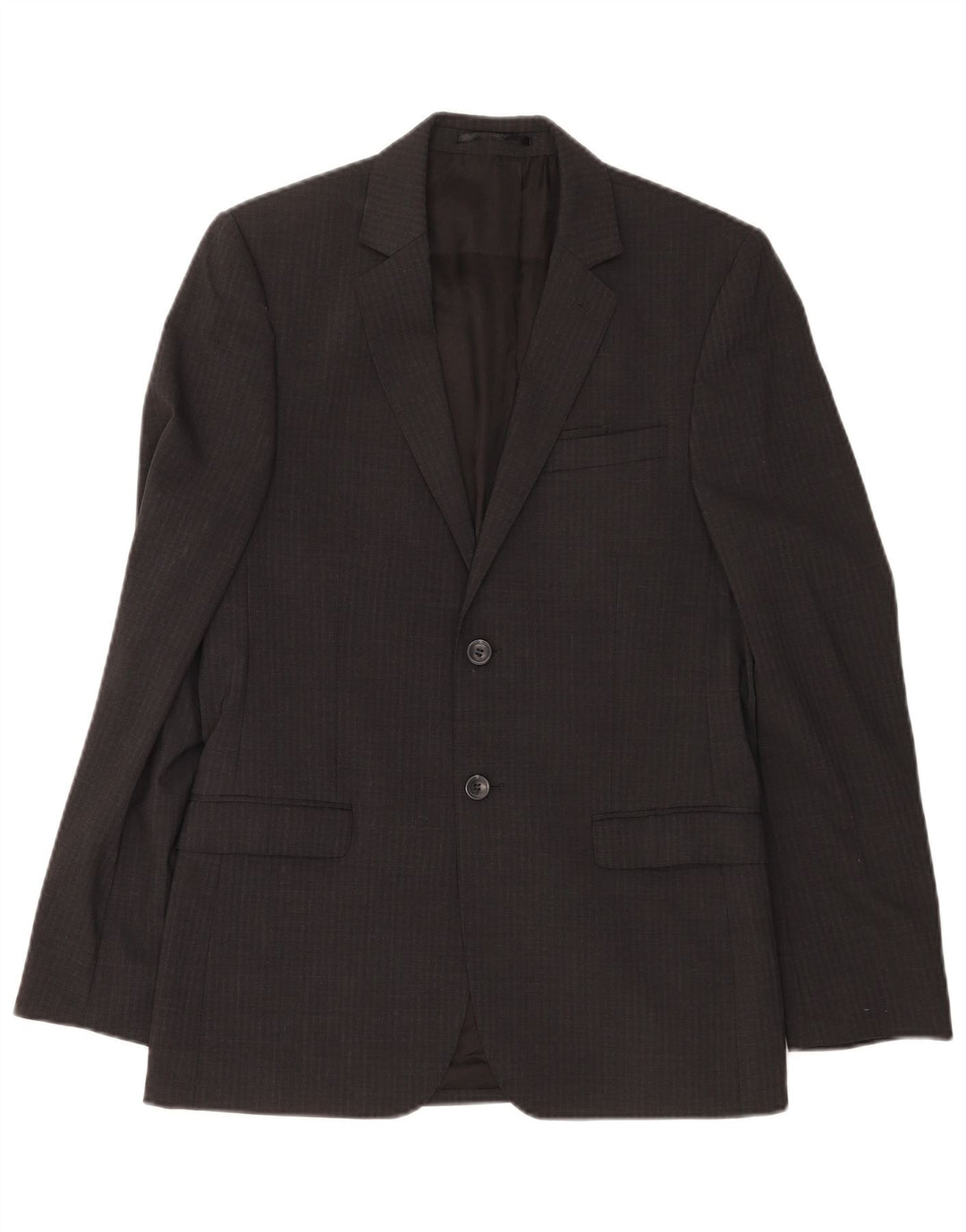 Jaqueta blazer masculina Dkny com 2 botões Reino Unido 38 lã listrada cinza médio