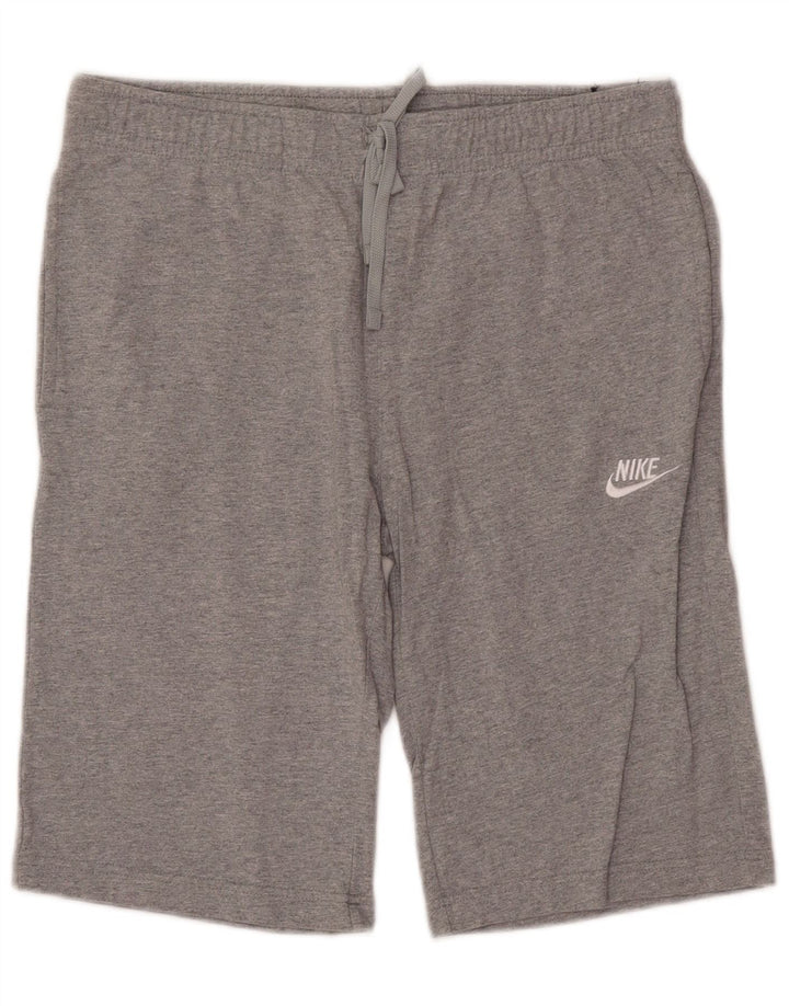 Shorts esportivos masculinos NIKE médio cinza manchado de algodão
