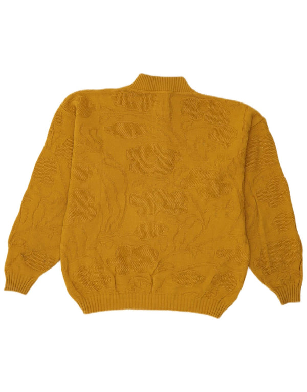Suéter feminino C&A com gola redonda e botão EU 44 XL amarelo floral acrílico