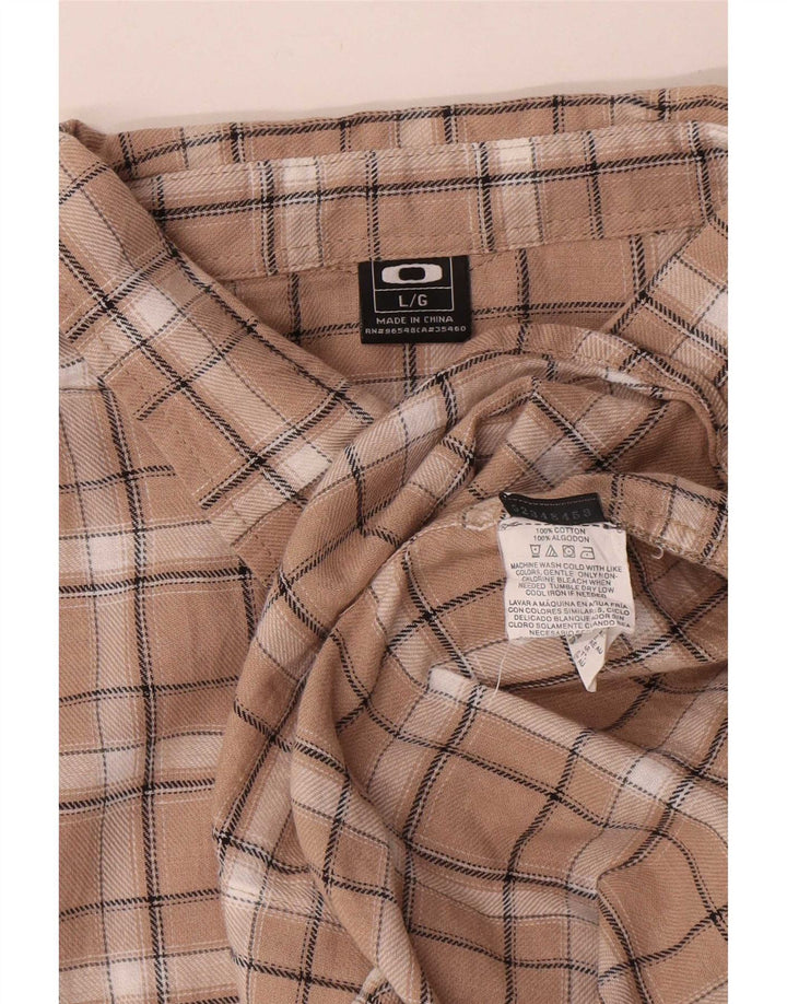 Camisa masculina de flanela Oakley grande algodão xadrez bege