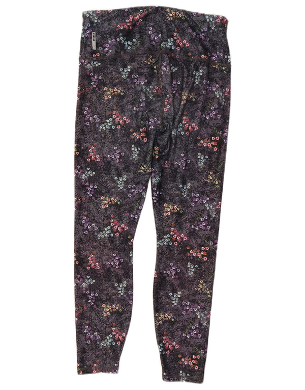 Leggings femininas RBX Active UK 12 poliéster floral preto médio