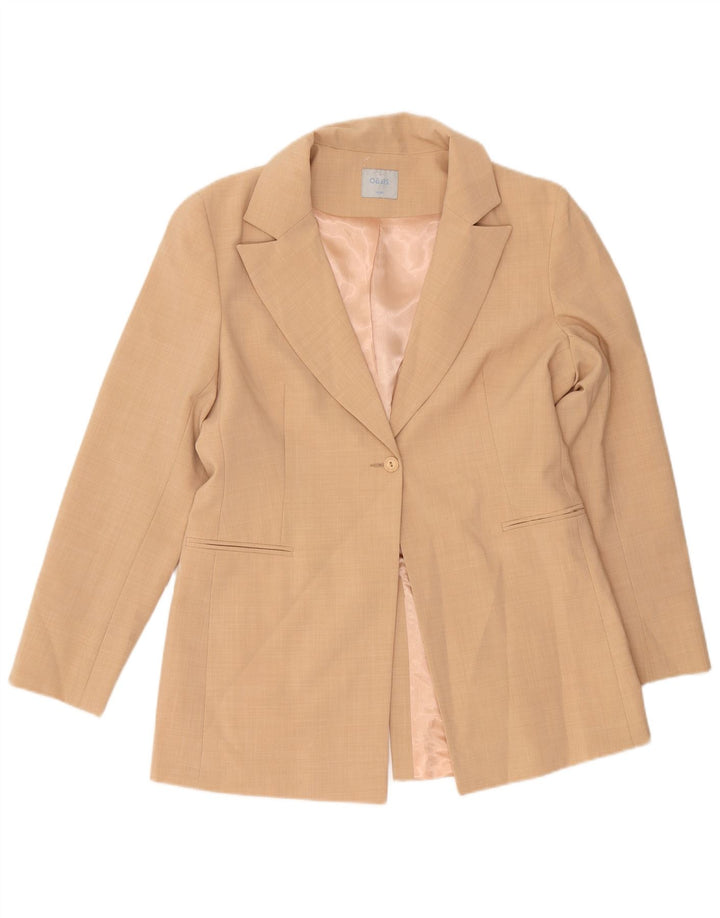 Jaqueta blazer feminina Oasis com 1 botão Reino Unido 14 poliéster bege médio