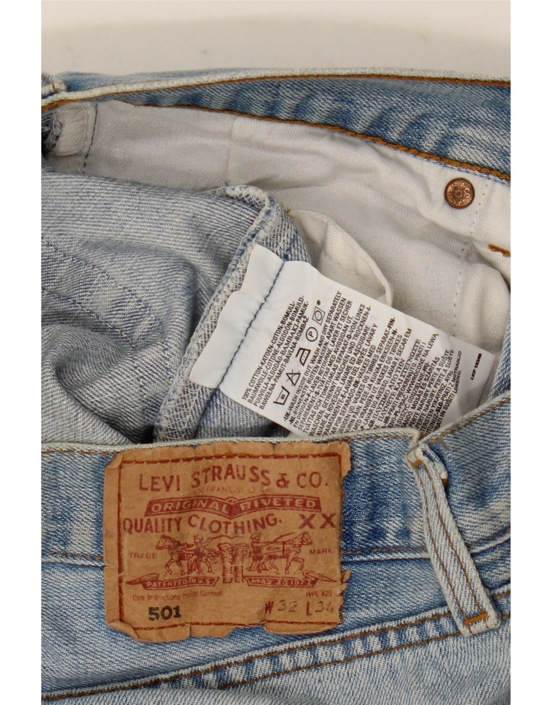 Levi's Masculino 501 Straight Jeans W32 L31 Azul Algodão