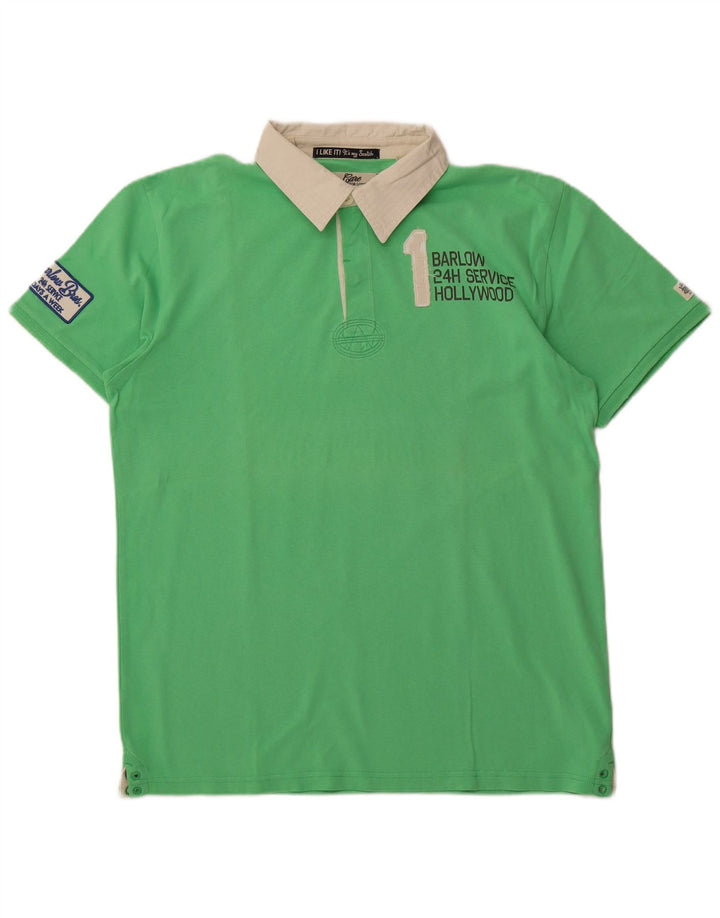 SCOTCH & SODA Camisa polo masculina gráfica de rugby XL algodão verde