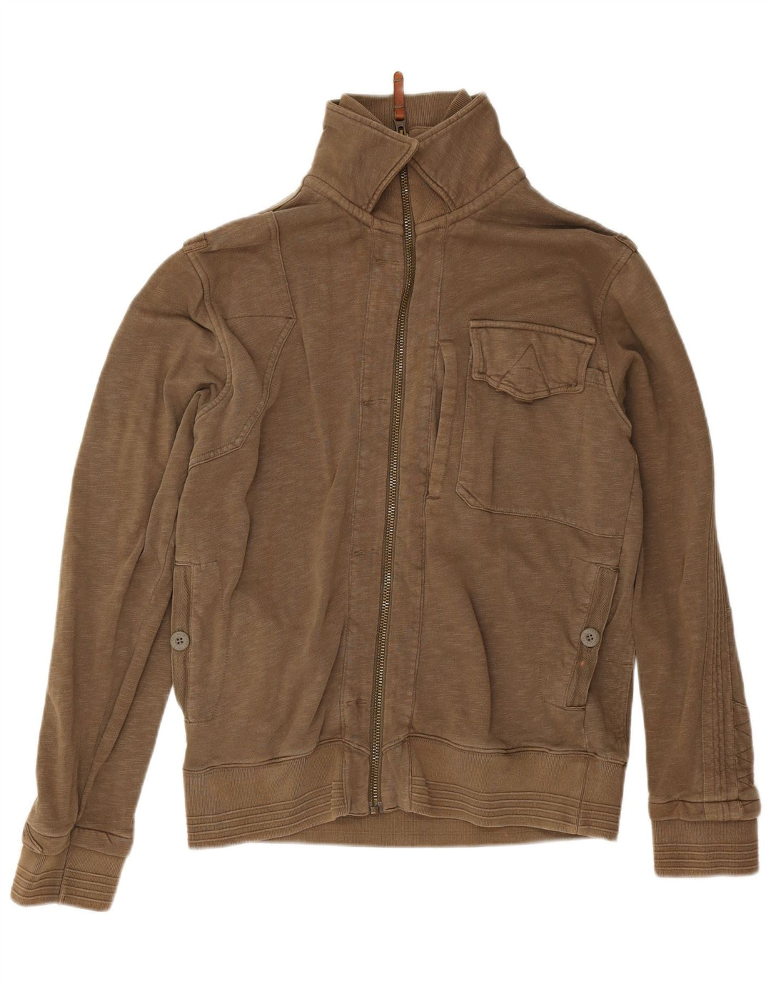 Fat Face Mens Treino Top Jaqueta Algodão Cáqui Médio