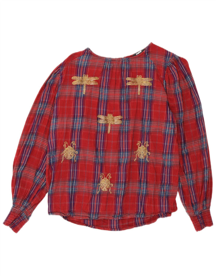 Blusa feminina Desigual UK 16 grande xadrez vermelho