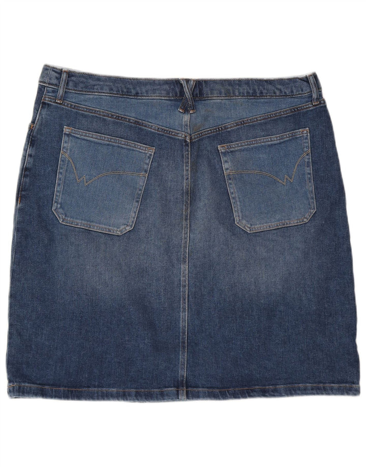 Saia jeans feminina WHITE STUFF UK 20 2XL W40 algodão azul