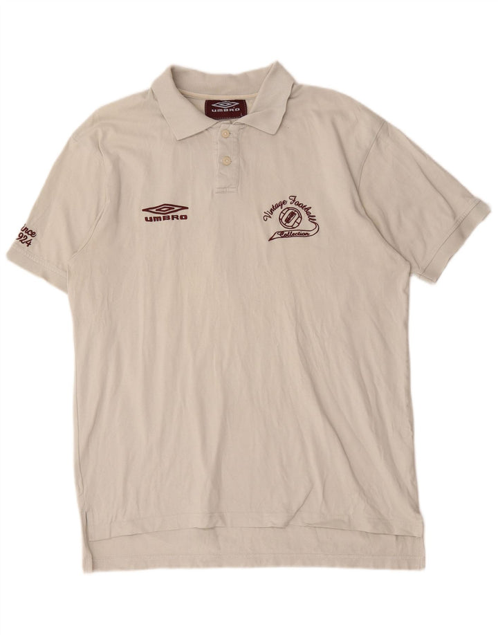 Camisa polo masculina Umbro gráfica grande algodão branco