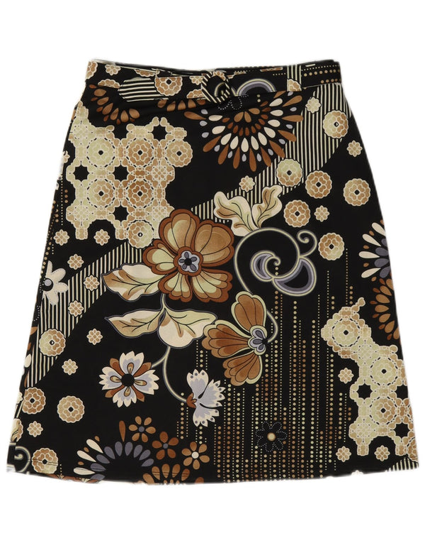 Saia Imperial feminina gráfica linha A média W28 preta floral
