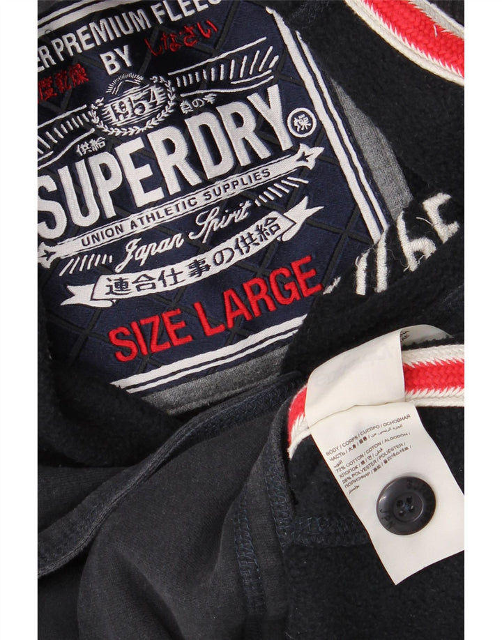 Suéter masculino Superdry com gola redonda e botão gráfico grande algodão azul marinho