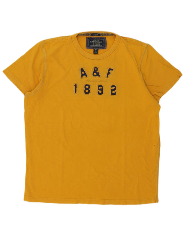 Camiseta masculina Abercrombie & Fitch Muscle Fit gráfica Top XL de algodão amarelo