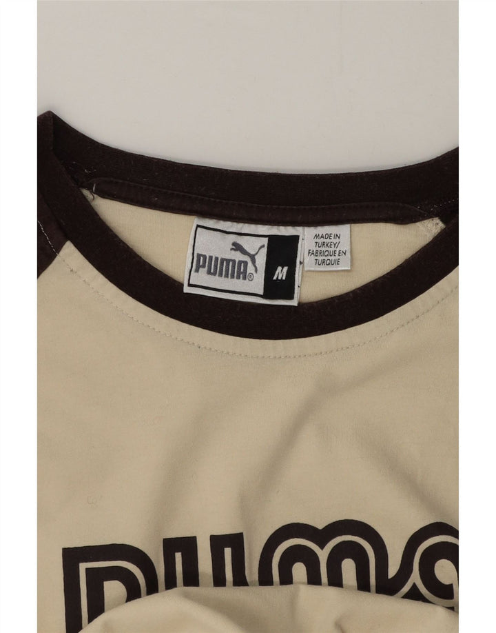 Camiseta masculina Puma Graphic Top médio branco colorblock algodão
