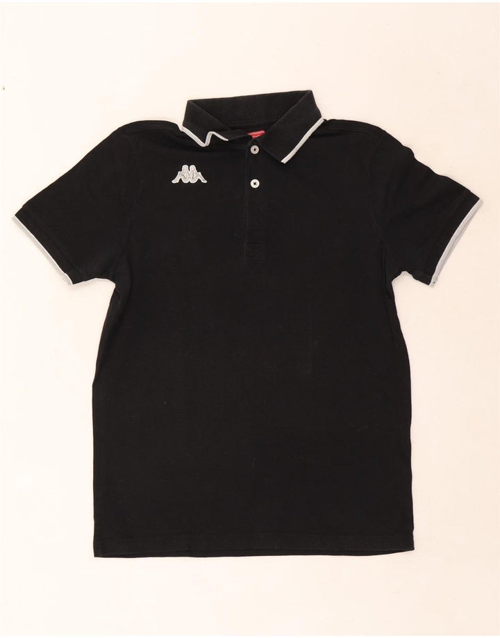 Camisa polo masculina Kappa pequena listrada preta de algodão