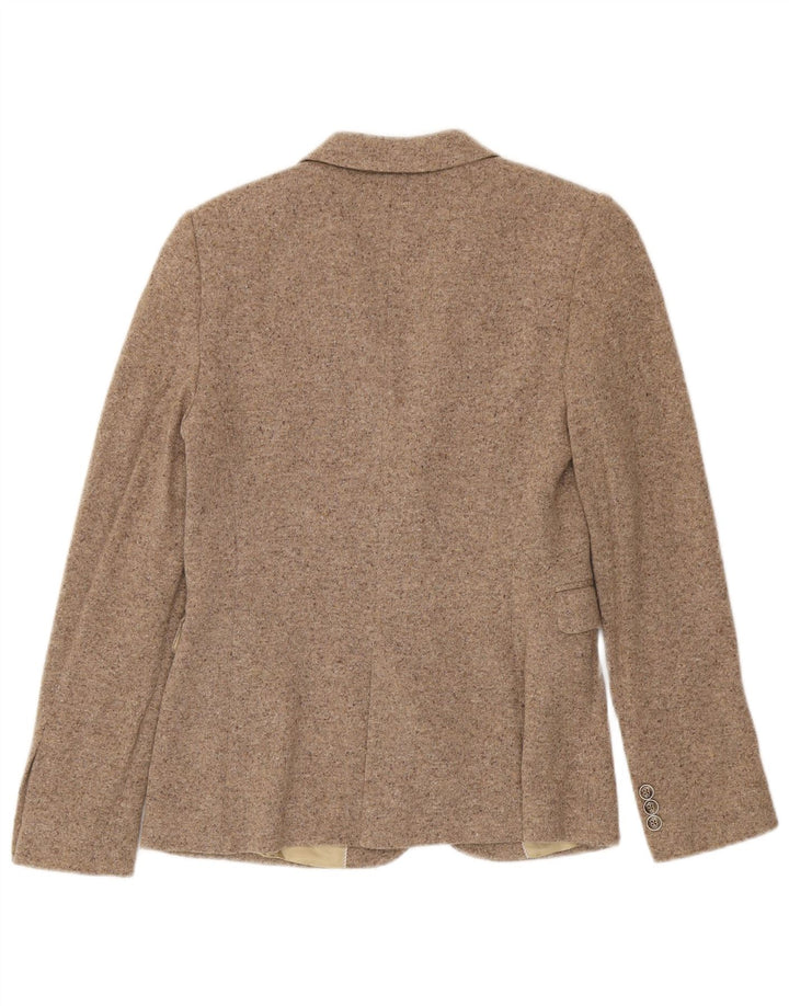 Jaqueta blazer feminina de malha com 2 botões Massimo Dutti UE 40 médio bege manchado