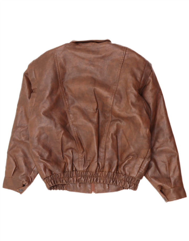 Jaqueta de couro masculina vintage IT 50 grande marrom