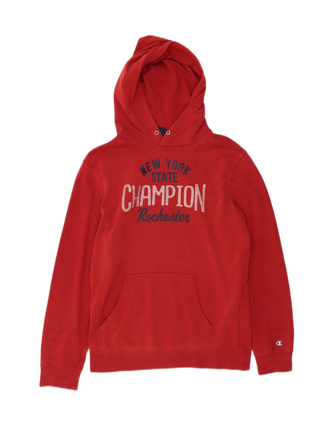 CHAMPION Suéter masculino com capuz gráfico médio algodão vermelho