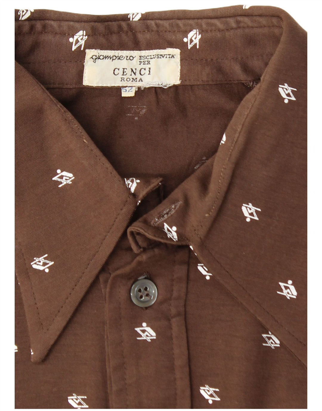 Pulôver feminino VINTAGE de manga curta IT 52 2XL marrom geométrico