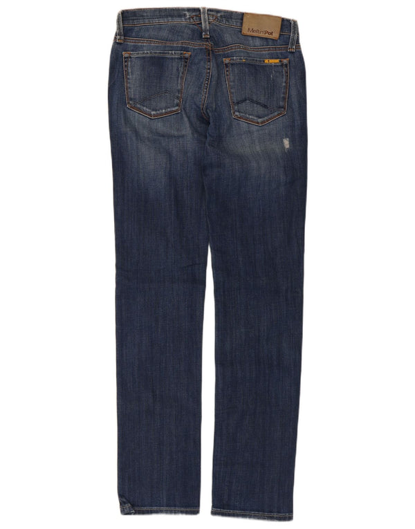 Meltin' Pot feminino Mendel desgastado jeans reto W26 L32 algodão azul