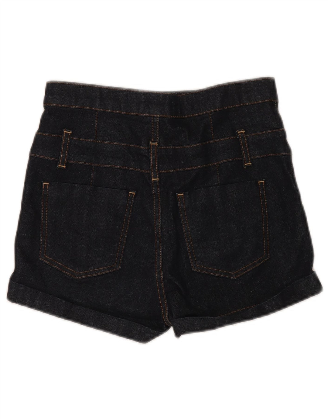 Shorts jeans feminino de cintura alta MOTO Reino Unido 10 pequeno W28 algodão azul marinho