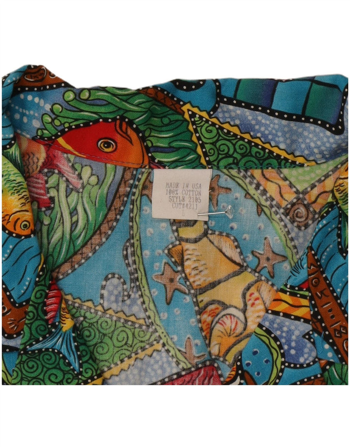 Camisa masculina vintage de manga curta grande algodão multicolorido