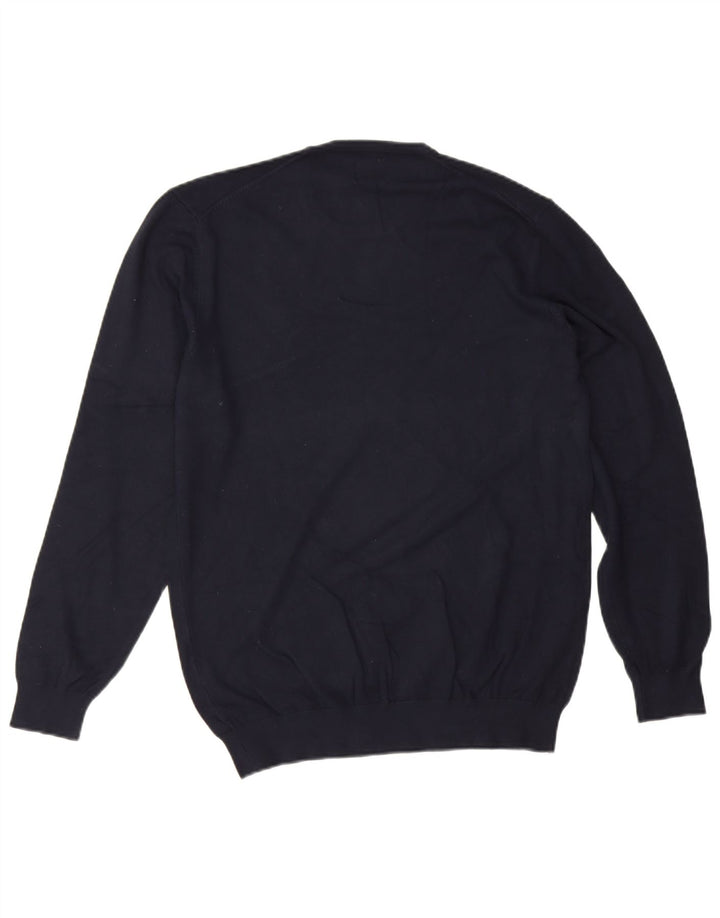 Zara Suéter masculino com gola redonda e viscose azul marinho médio