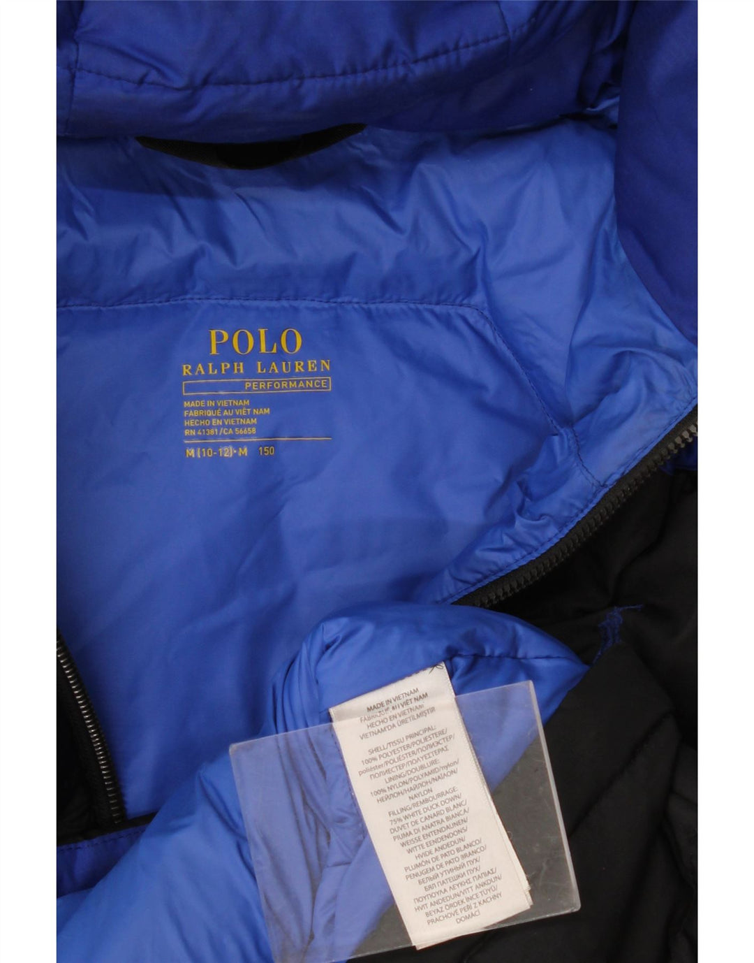 Jaqueta acolchoada masculina Polo Ralph Lauren 10-11 anos médio preto colorblock