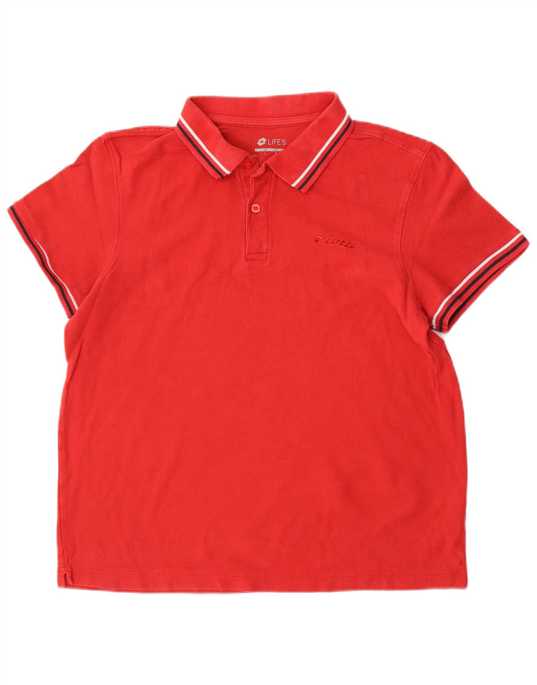 Camisa polo masculina Life's Lotto de algodão vermelho médio