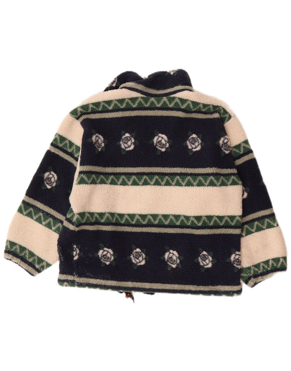 Vintage Womens Zip Neck Fleece Jumper UK 18 XL Multicoloured Floral