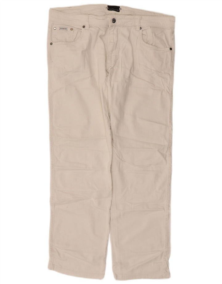 Calça jeans reta masculina Calvin Klein W38 L30 algodão branco