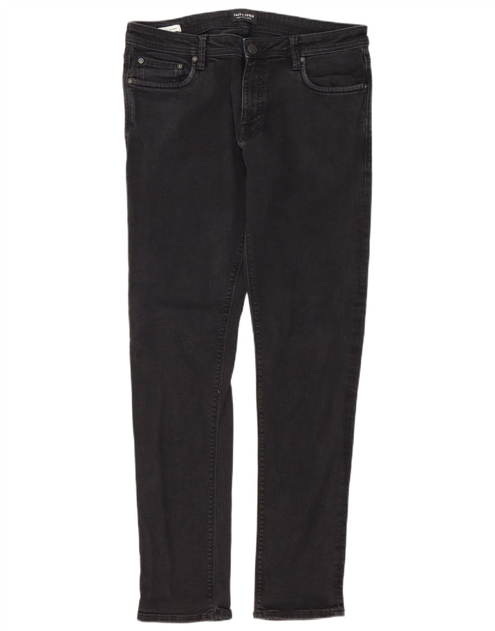 Jack & Jones Masculino GLENN Slim Jeans W34 L34 Algodão Preto